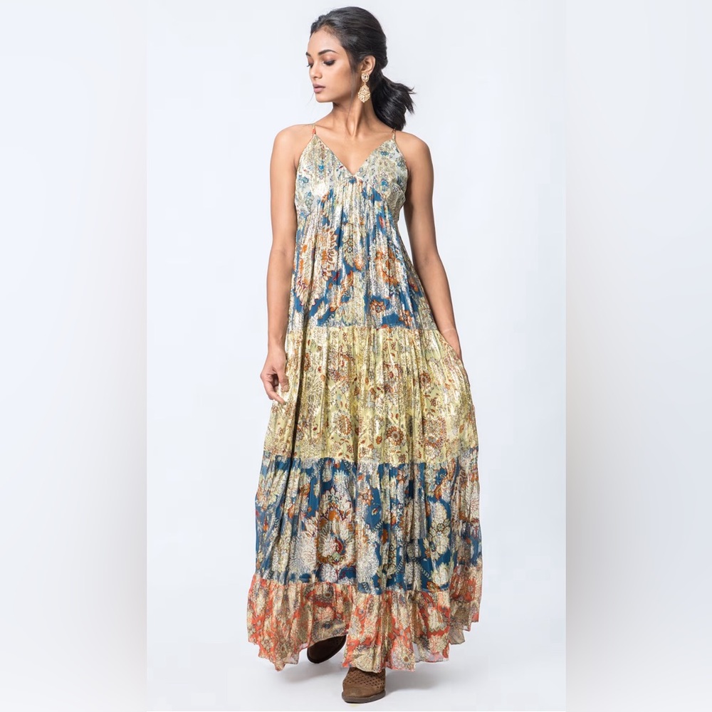 VERB PALLAVI SINGHEE Gold Print s Jacquard Dress